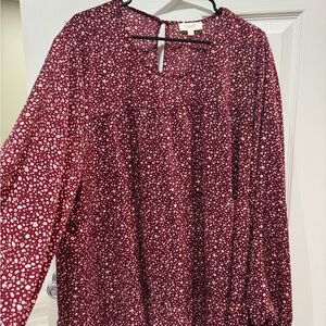 ODDY Burgundy and White Patterned Top